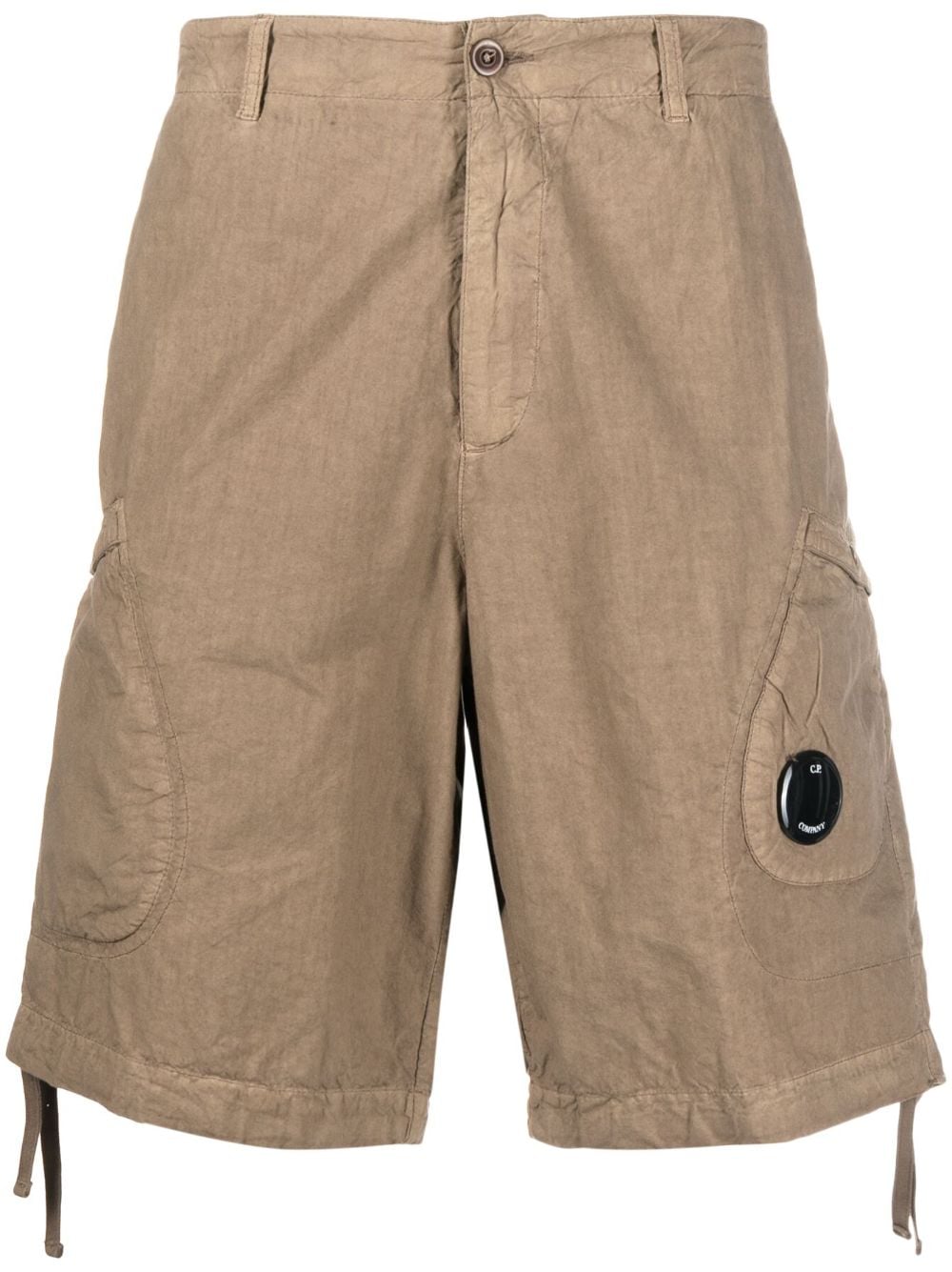 C.p. Company Logo-patch Cotton Shorts In Neutrals