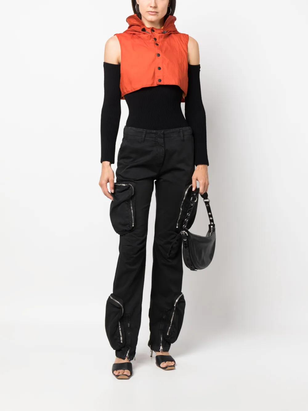 OUR LEGACY cropped drawstring-hood waistcoat - Oranje