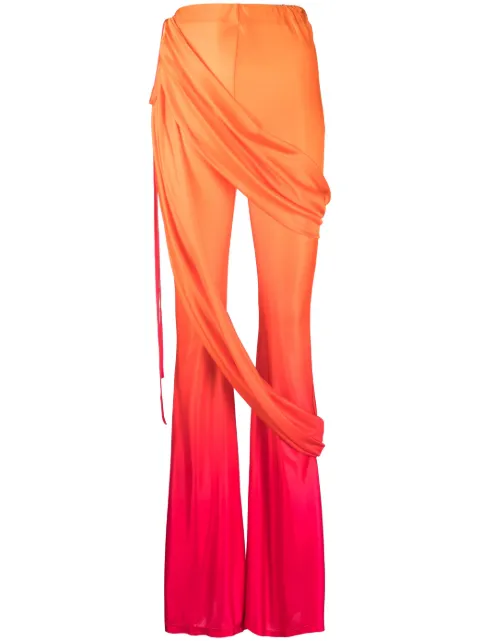 high-waisted flared trousers