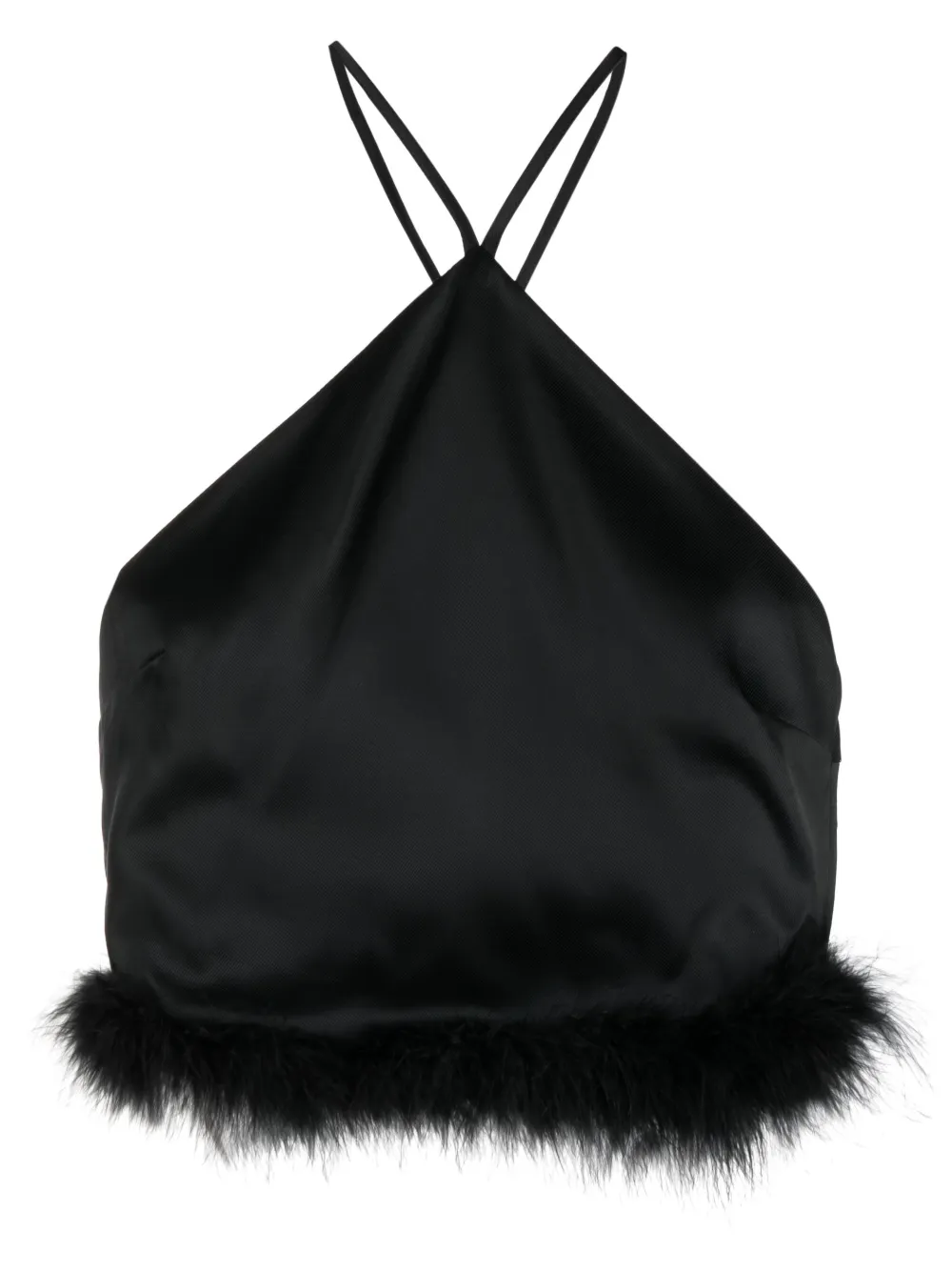 Amen feather-trim halterneck top