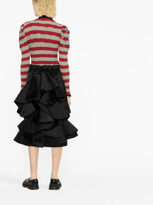Comme Des Garçons Ruffled Tiered Midi Skirt Black FARFETCH IN