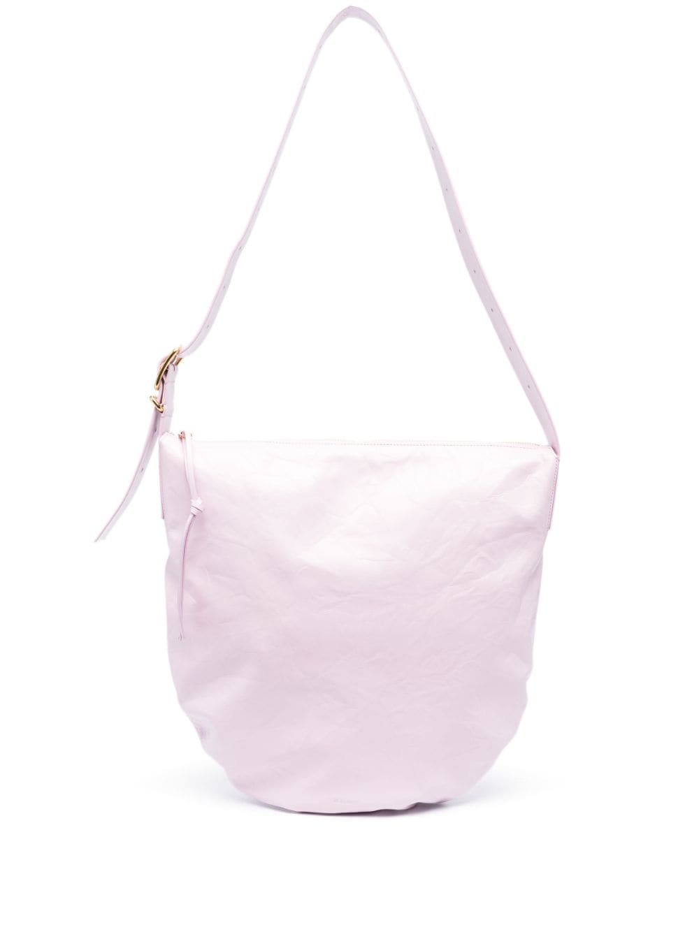 Jil Sander Medium Crinkled Leather Shoulder Bag In Pink