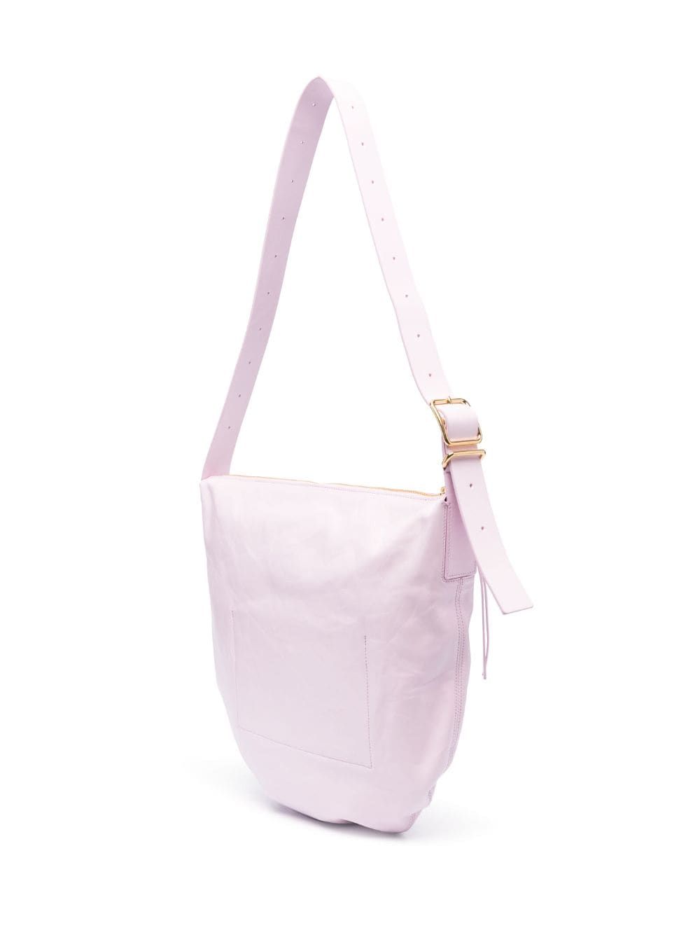 Shop Jil Sander Medium Crinkled Leather Shoulder Bag In Pink