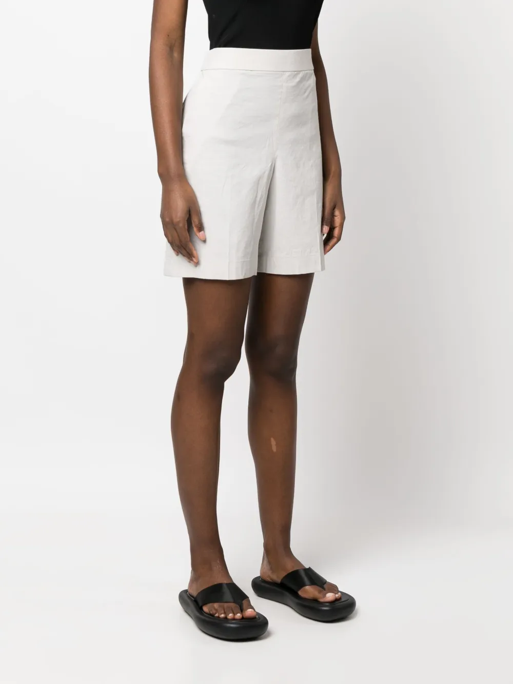 Theory High-waisted Shorts In Neutrals