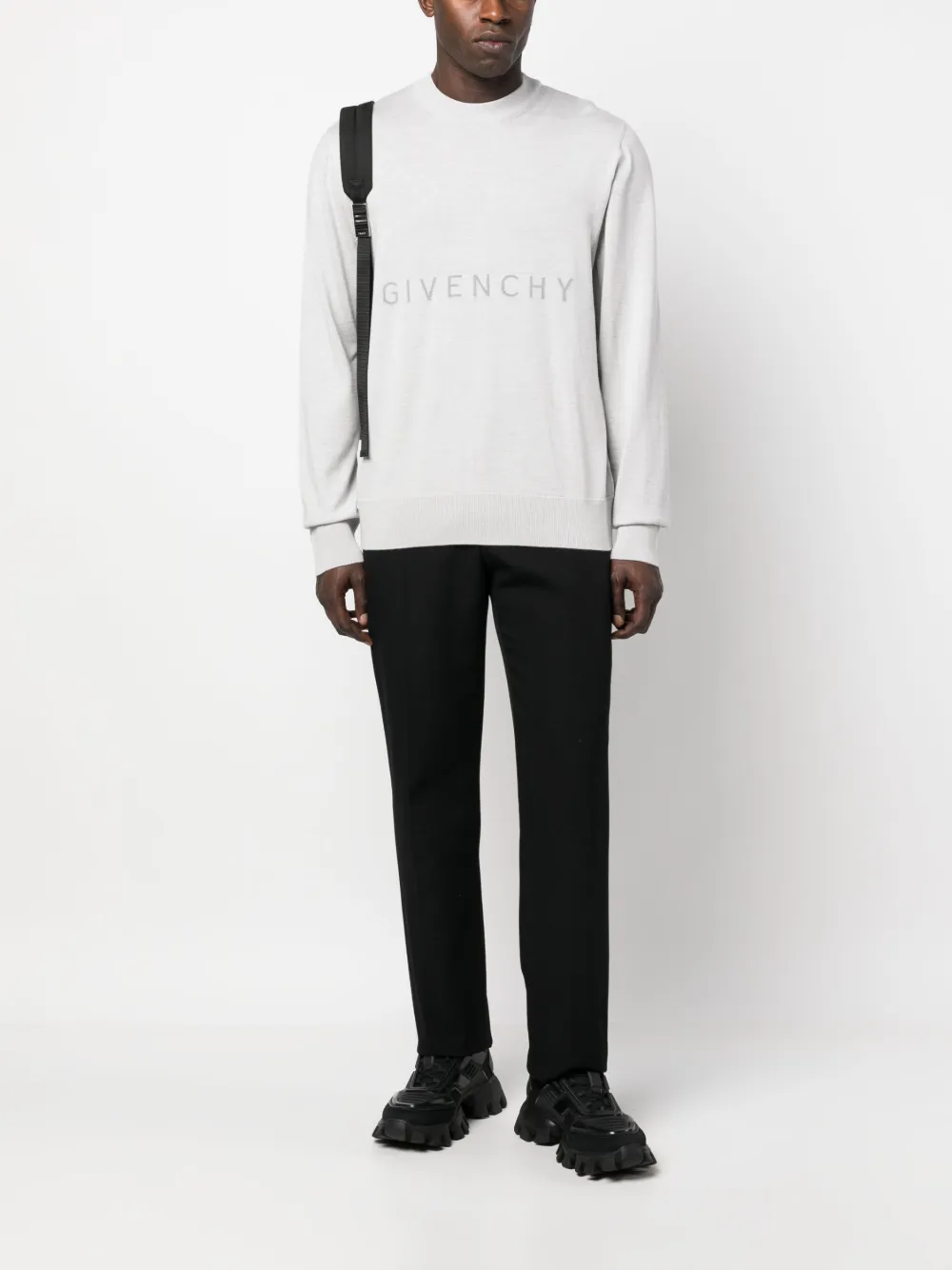 Affordable Givenchy logo-print melange wool jumper Men