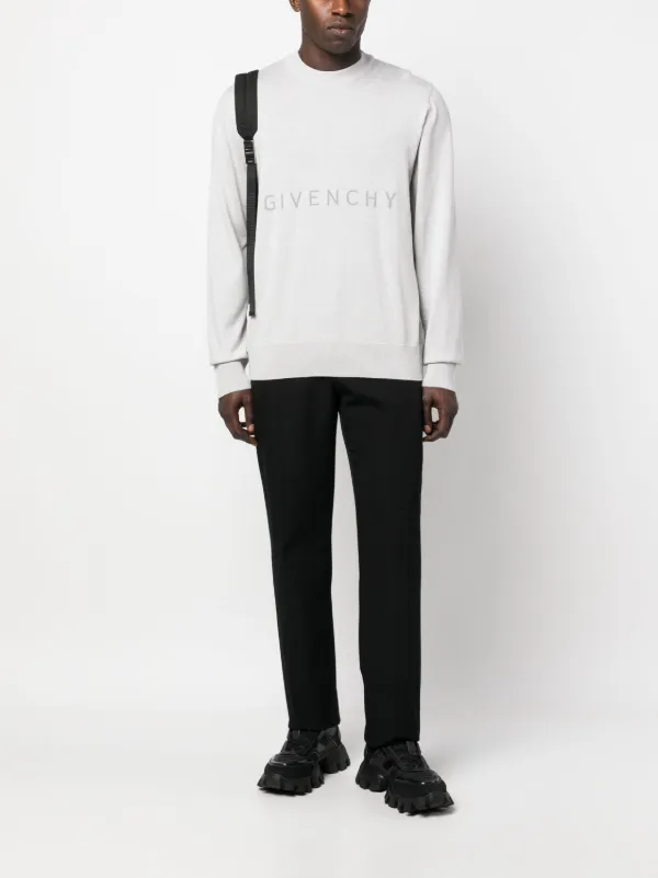 Givenchy Men s Logo Print Melange Wool jumper