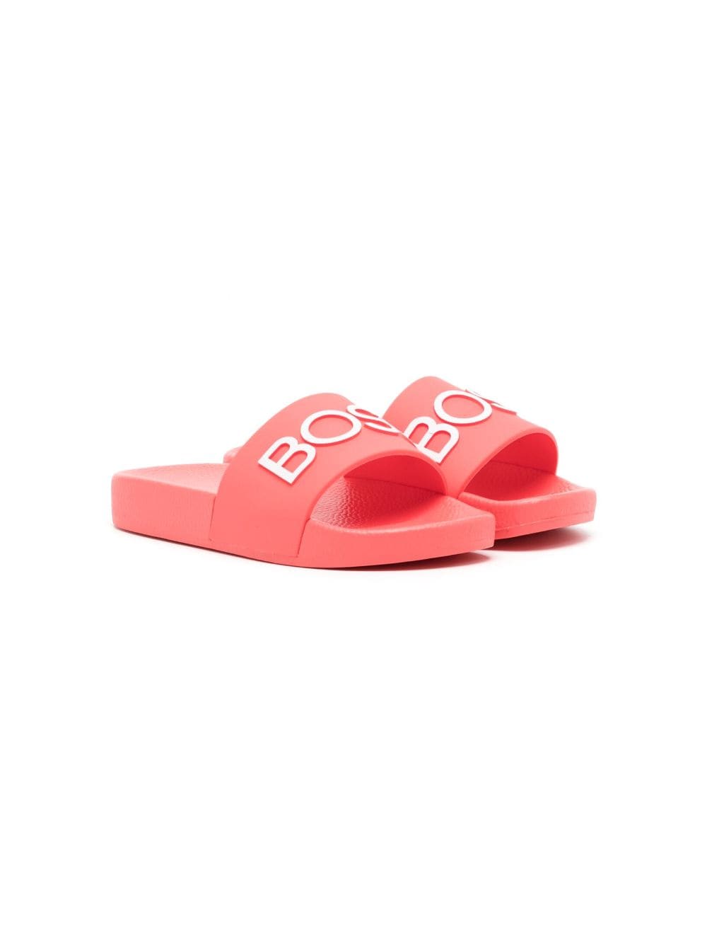 Bosswear Kids' Slip-on Logo-print Slides In Pink