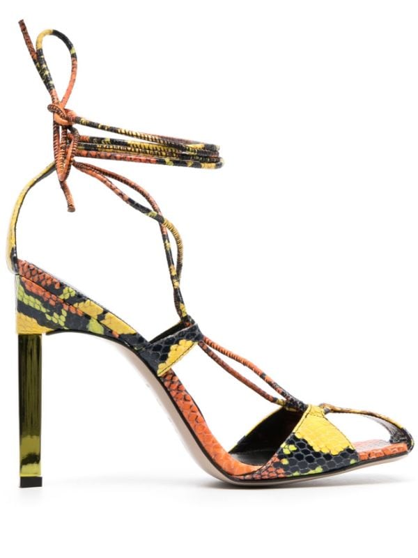 The Attico Adele 105mm python print Sandals Farfetch