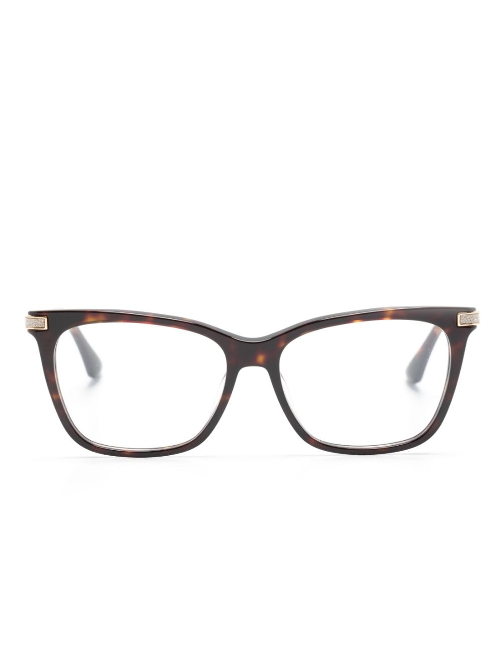 jimmy choo eyewear lunettes de vue à monture papillon ornée de paillettes - marron