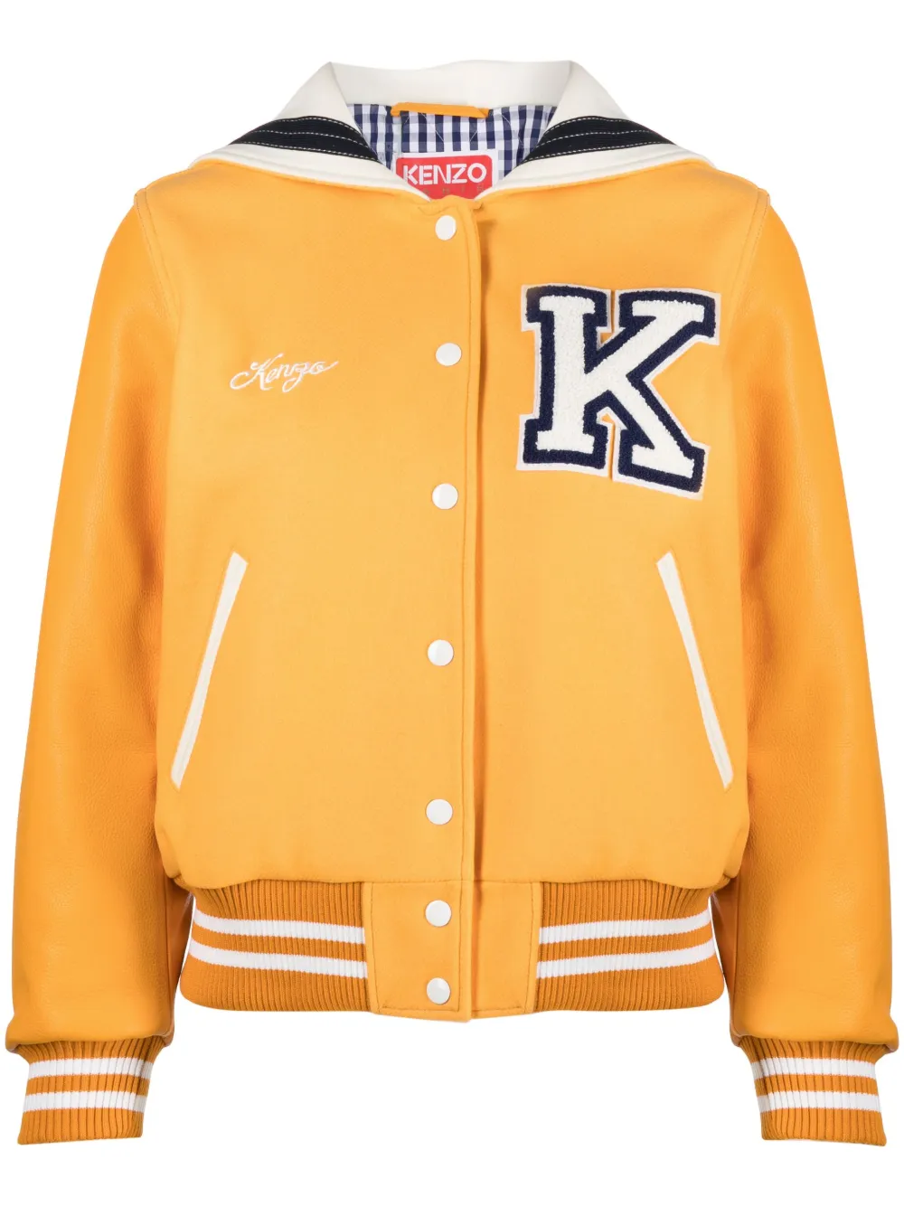 Kenzo Orange  Paris Embroidered Varsity Jacket In Orange