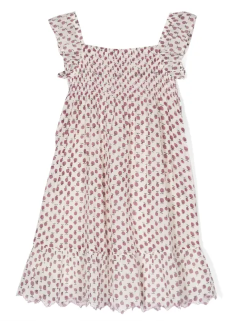 Emile Et Ida apple-print shirred-effect cotton dress