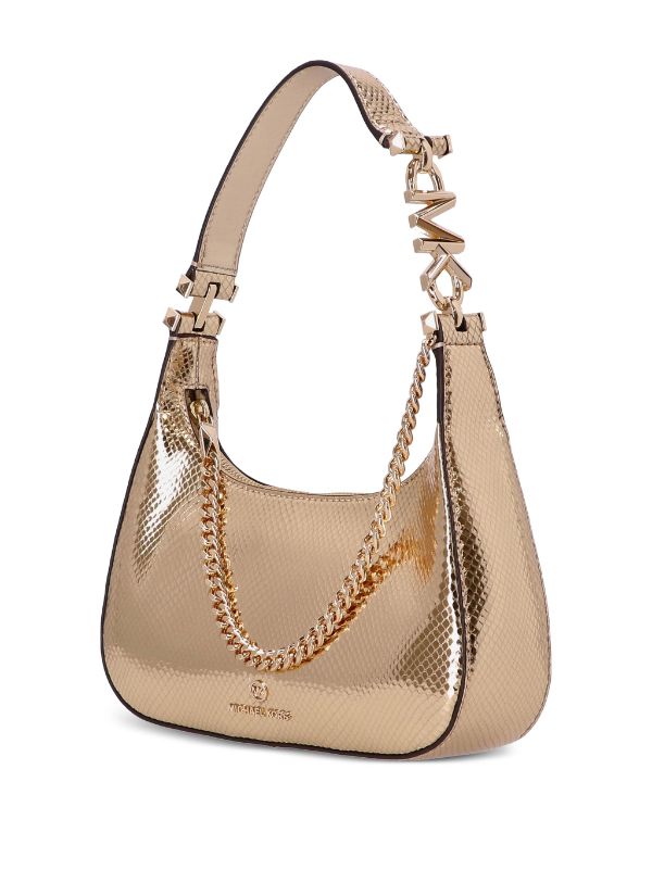 Piper Small Metallic Snake Embossed Leather Shoulder Bag