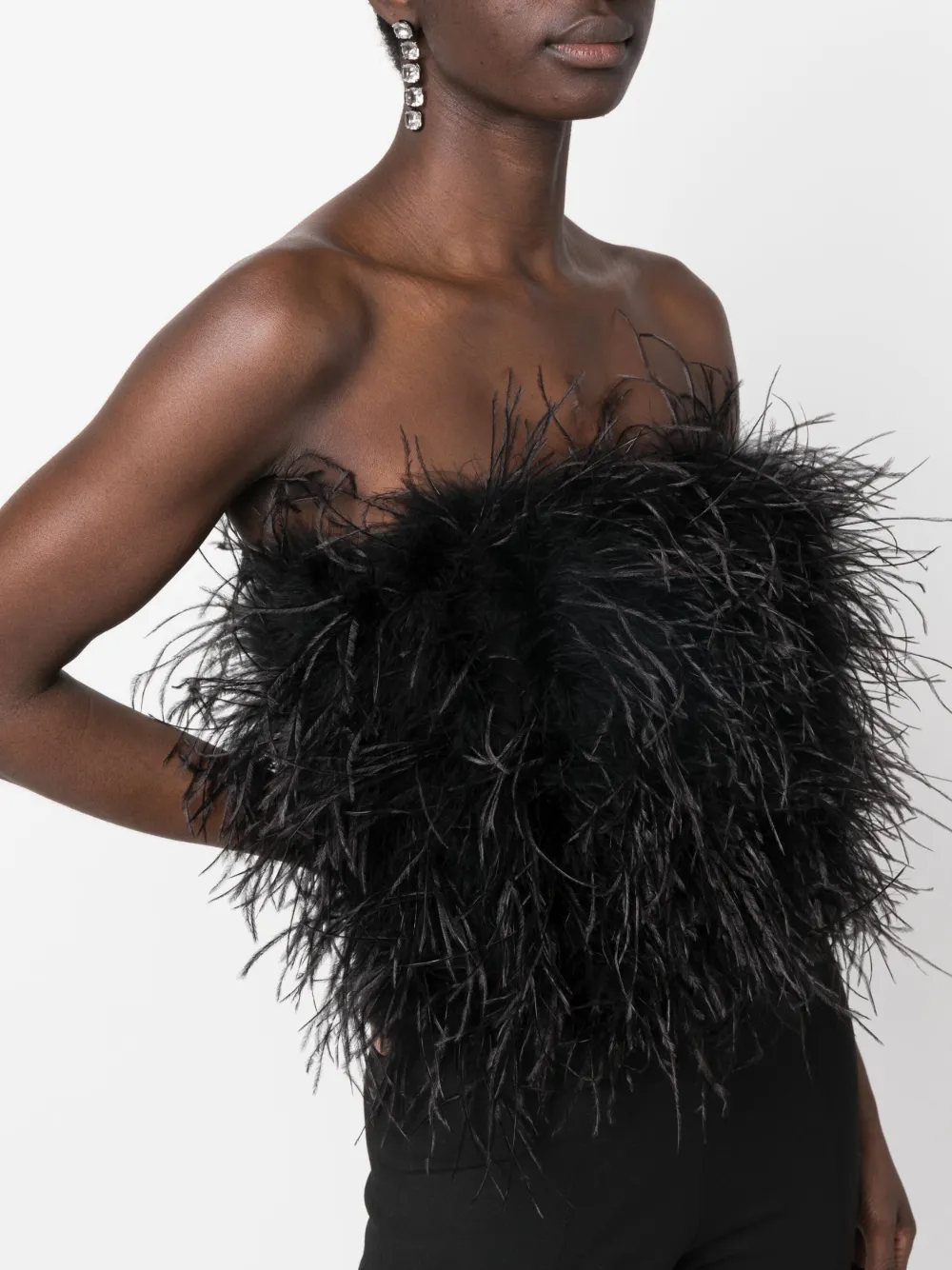 NISSA Feather Cropped Top Farfetch