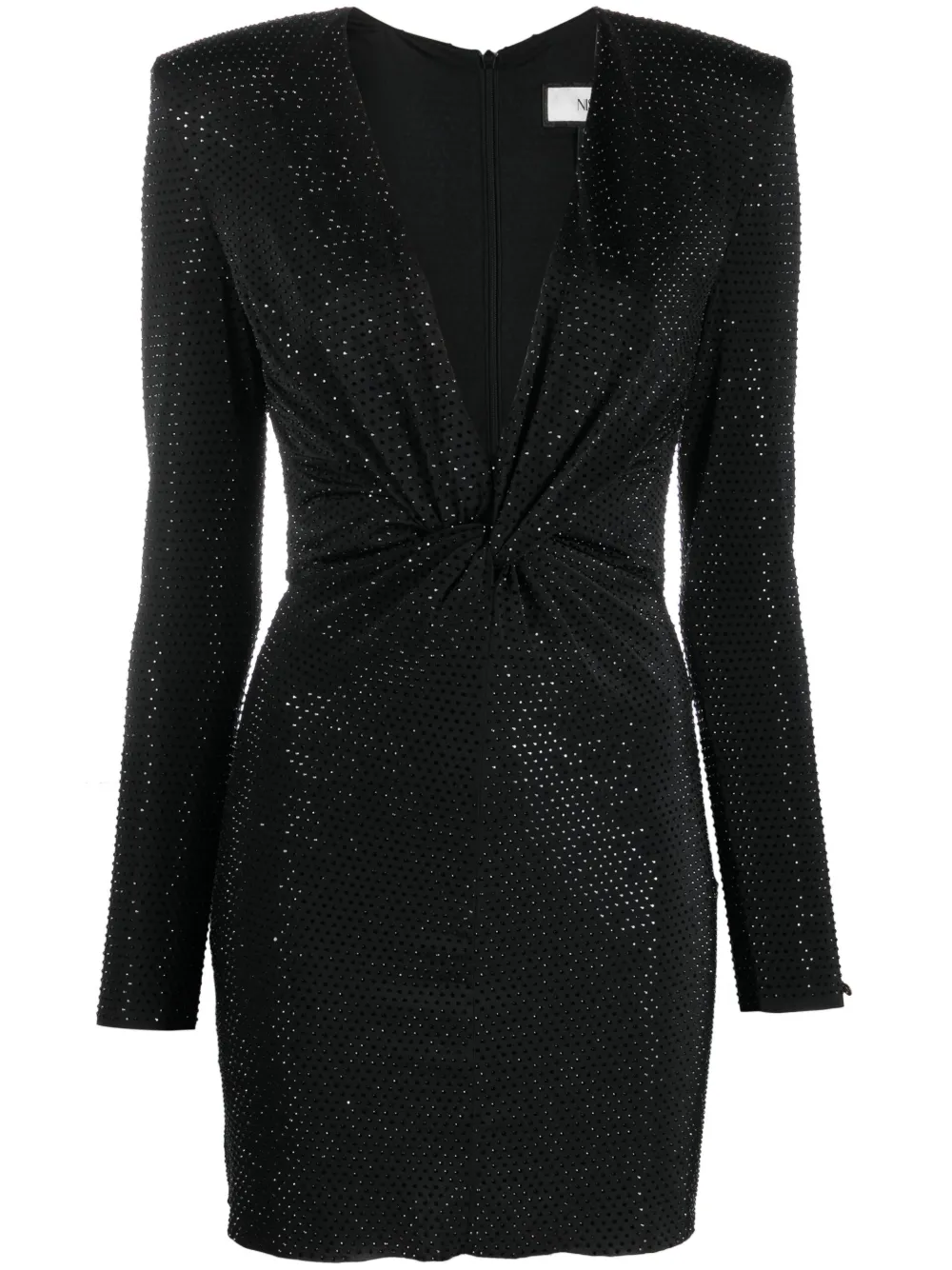 Nissa Crystal-embellished Midi Dress In Schwarz