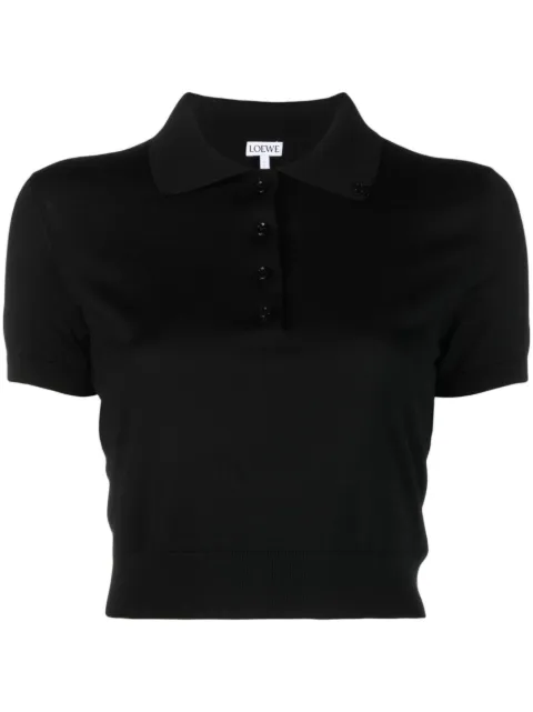 LOEWE polo en soie mélangée à coupe crop
