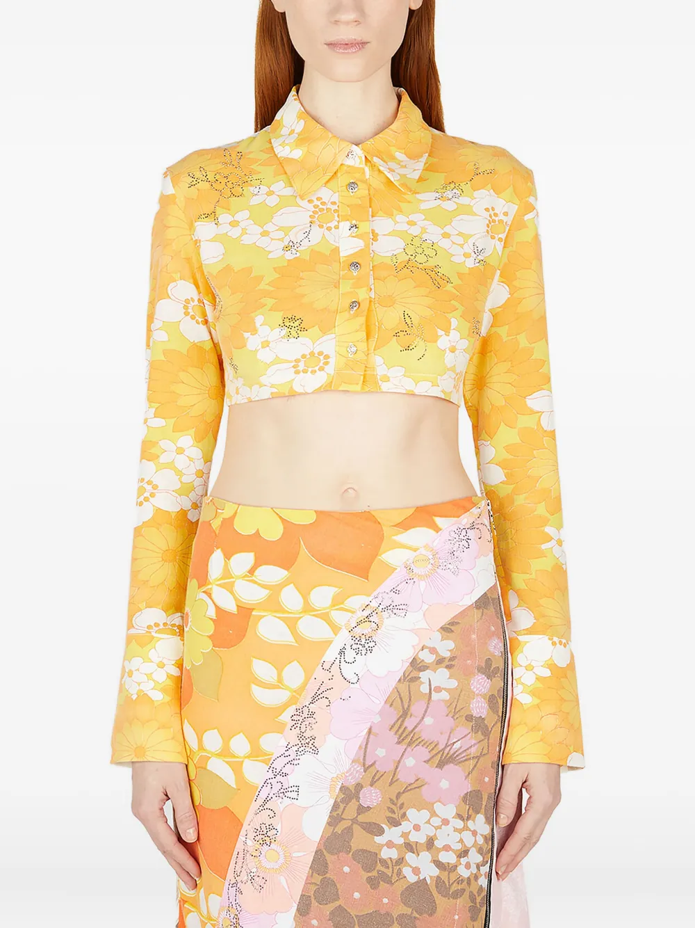 Rave Review Shirt met bloemenprint Geel