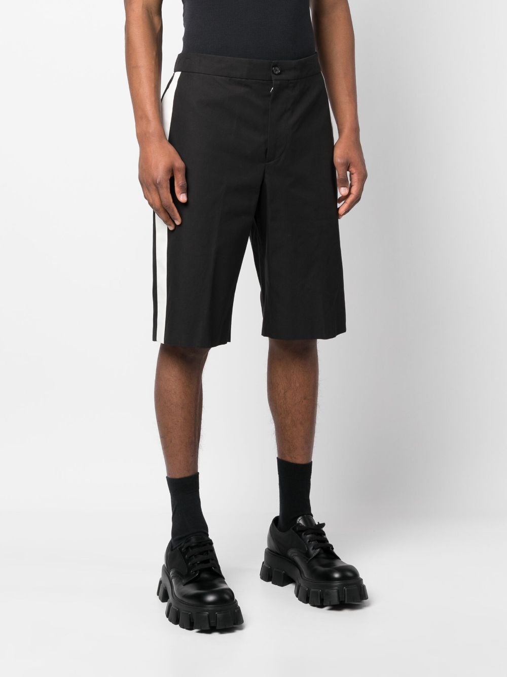 Shop Alexander Mcqueen Side-stripe Bermuda Shorts In Black