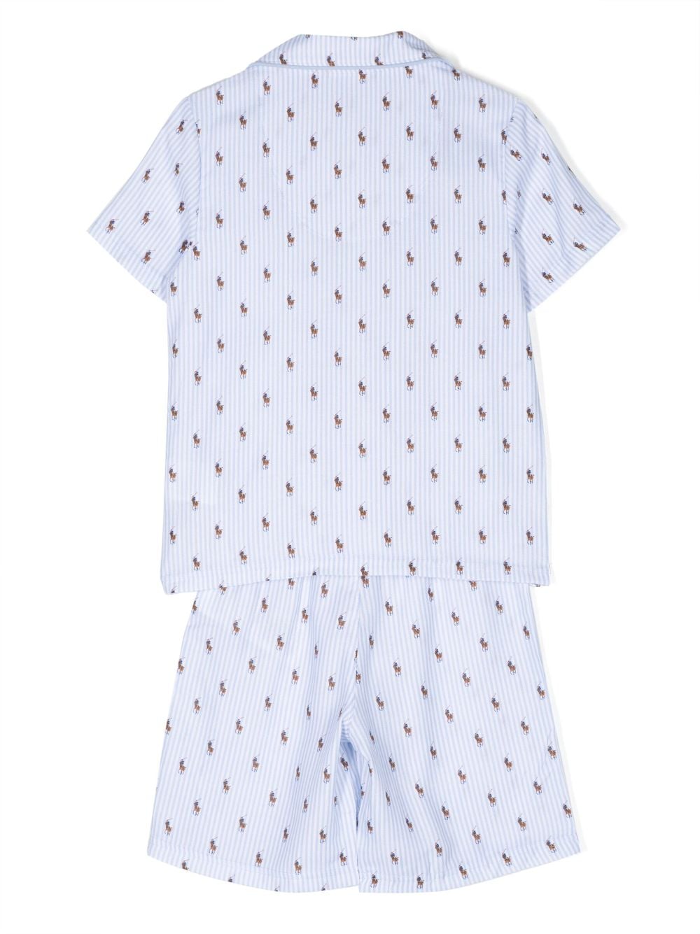 Ralph Lauren Kids Pyjama met geborduurd logo - Blauw