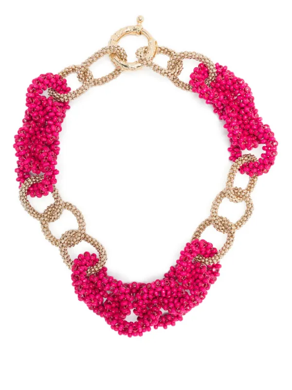 Chunky pink bead deals necklace