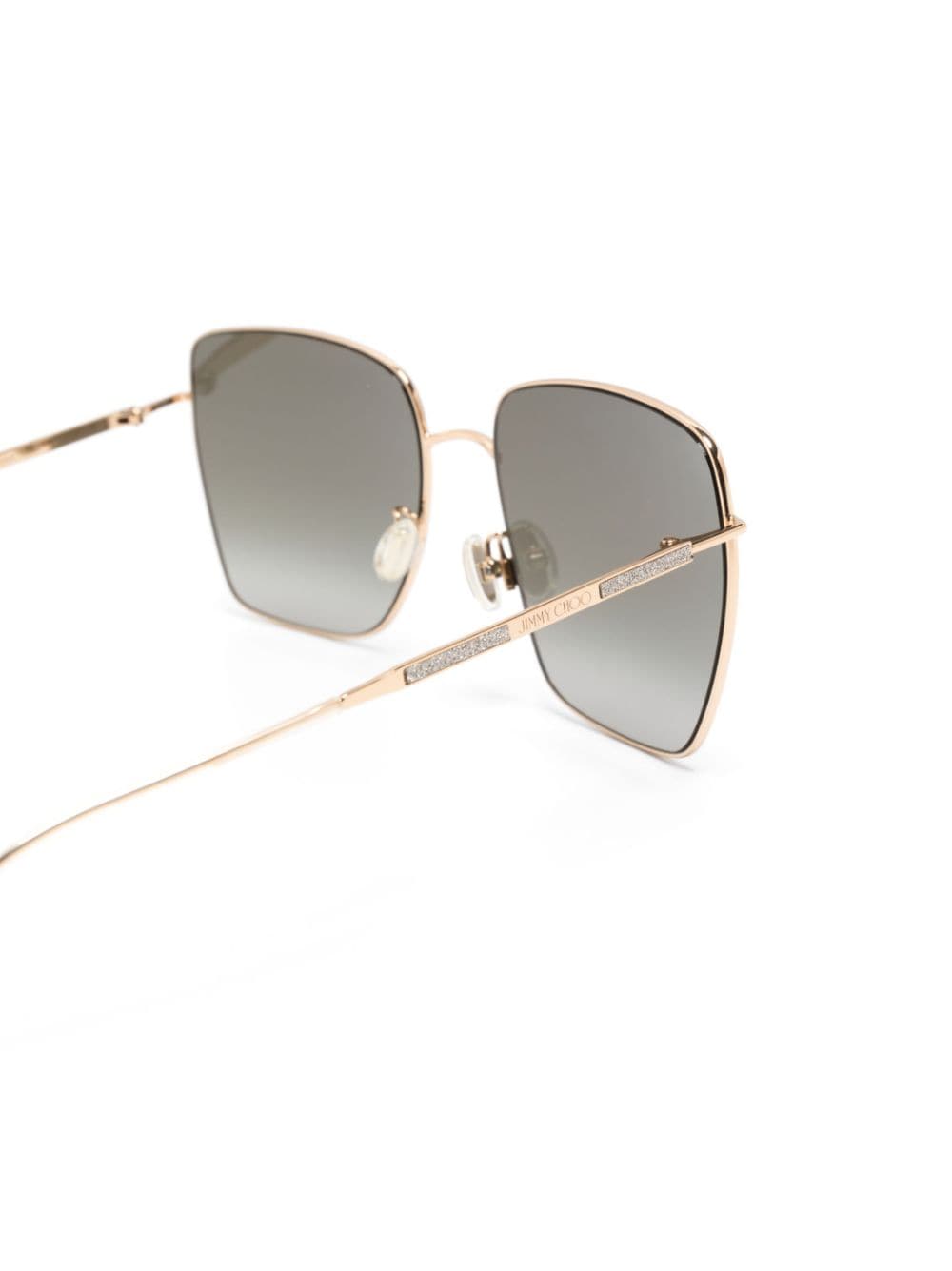 Shop Jimmy Choo Logo-engraved Square-frame Sunglasses In Gold