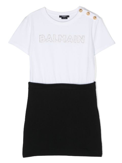 logo embellished cotton dress