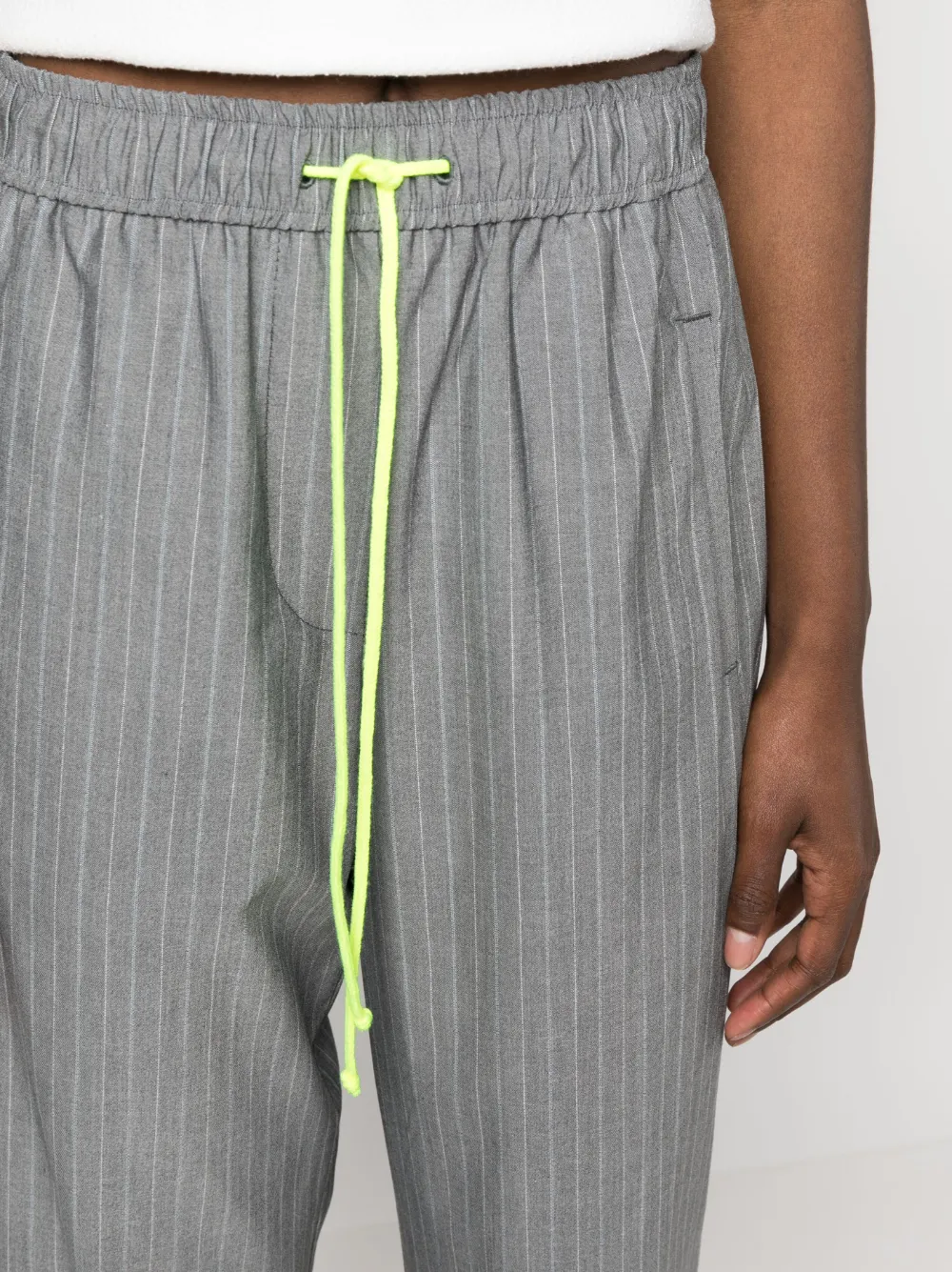 Essentiel Antwerp Pinstripe-pattern Drawstring-waist Trousers In Grey