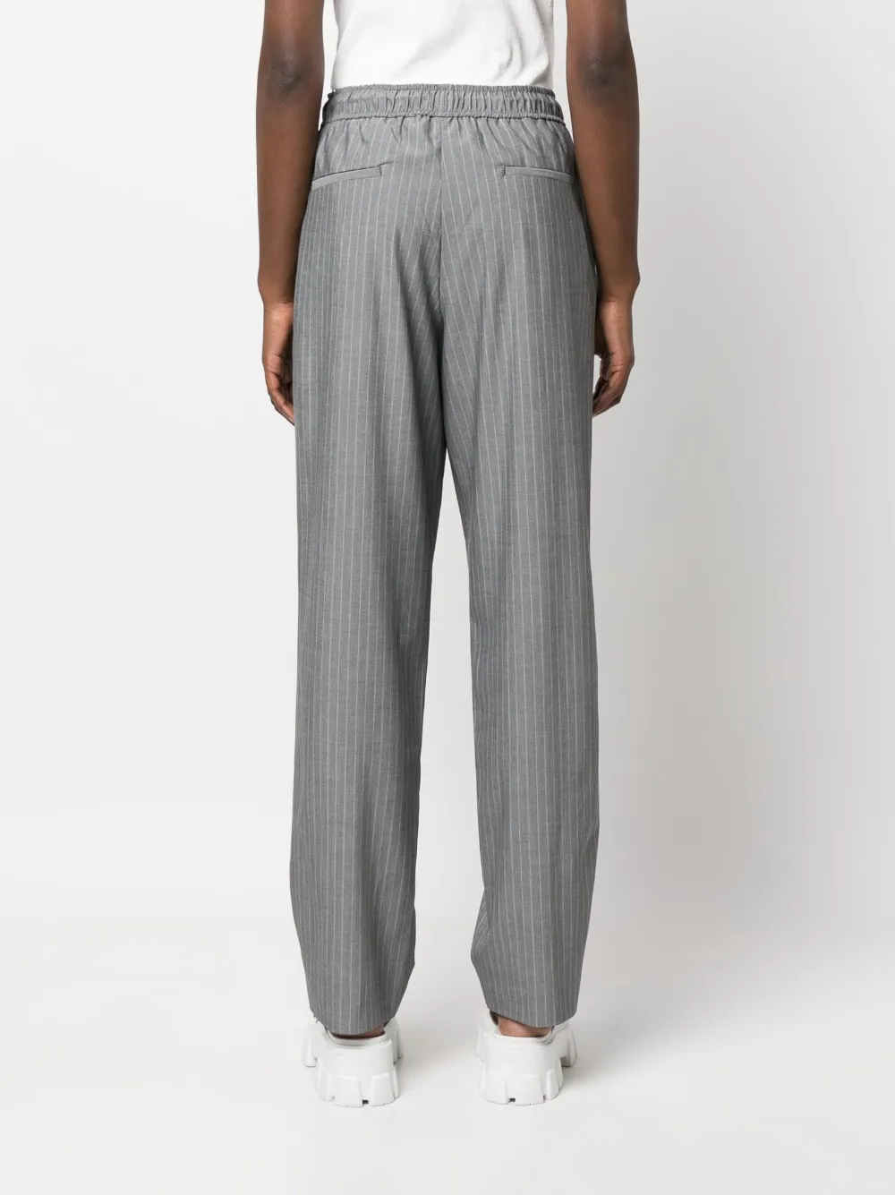 Essentiel Antwerp Pinstripe-pattern Drawstring-waist Trousers In Grey