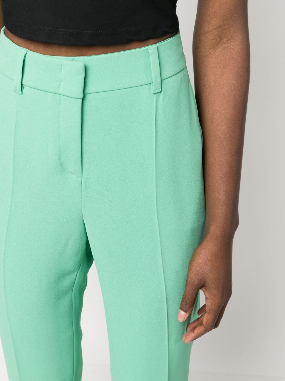 Shop Emporio Armani Pressed-crease High-waisted Trousers In Green