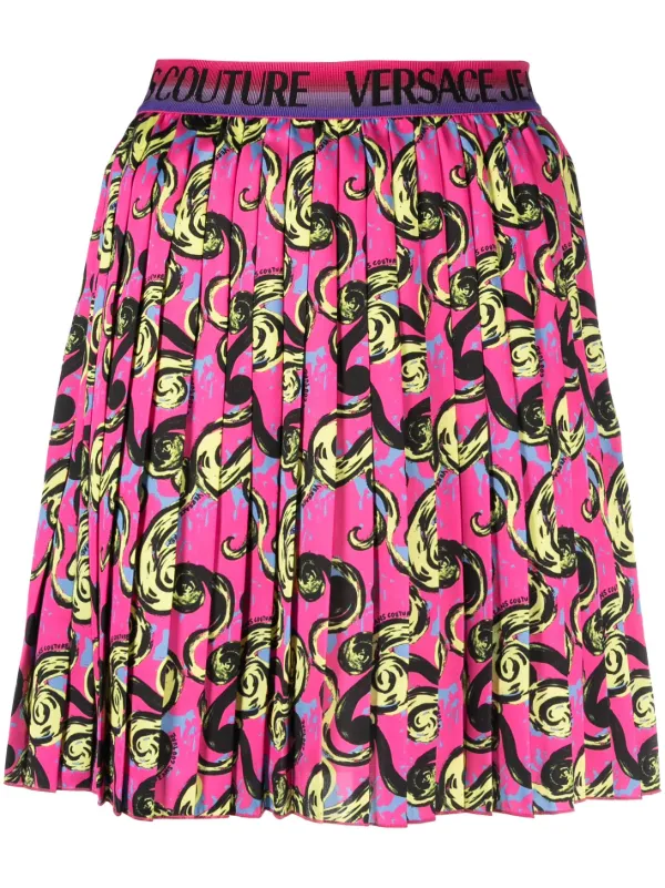 美品 VERSACE 現行タグ ミニスカート プリーツ バロック柄 Versace Jeans Couture バロック ミニスカート | ピンク