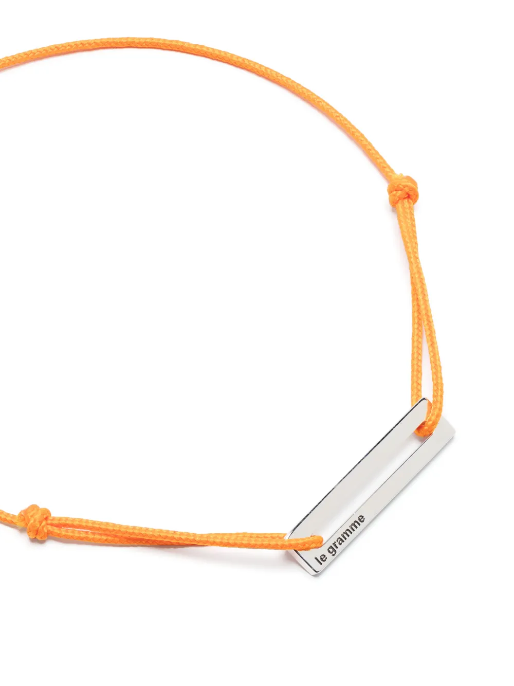 Le Gramme Punched Sterling Silver Cord Bracelet In Orange