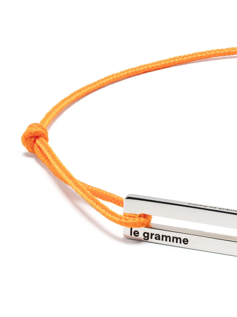 Le Gramme Punched Sterling Silver Cord Bracelet In Orange