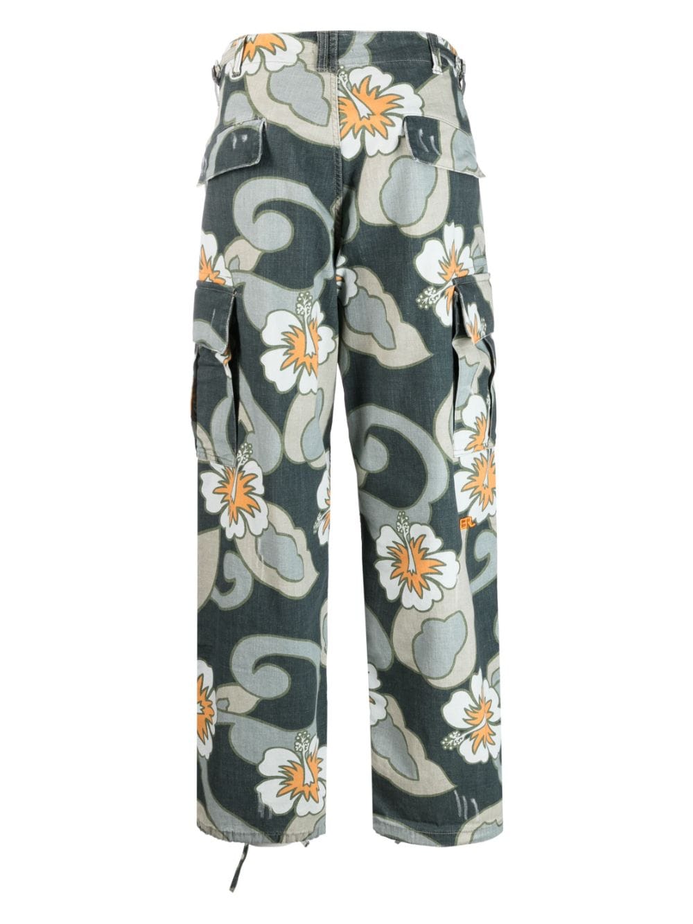 Shop Erl Printed Straight-leg Cargo Trousers In Grau