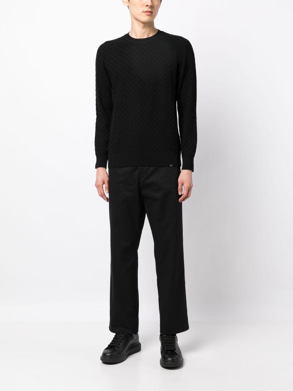 Emporio Armani long-sleeve knitted jumper - Zwart