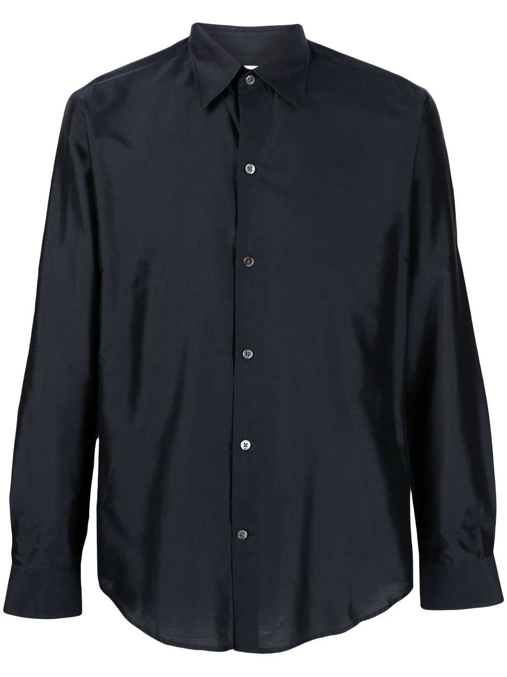 Fursac Straight-point Collar Silk Shirt In Blue