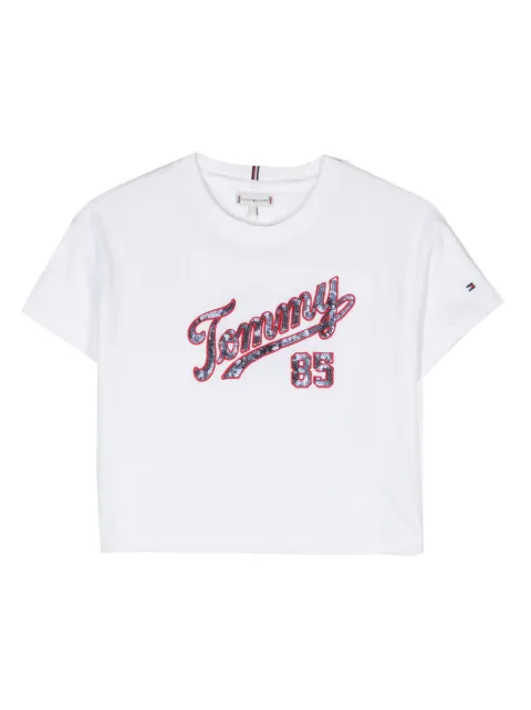 Tommy Hilfiger Junior sequin-logo cotton T-shirt