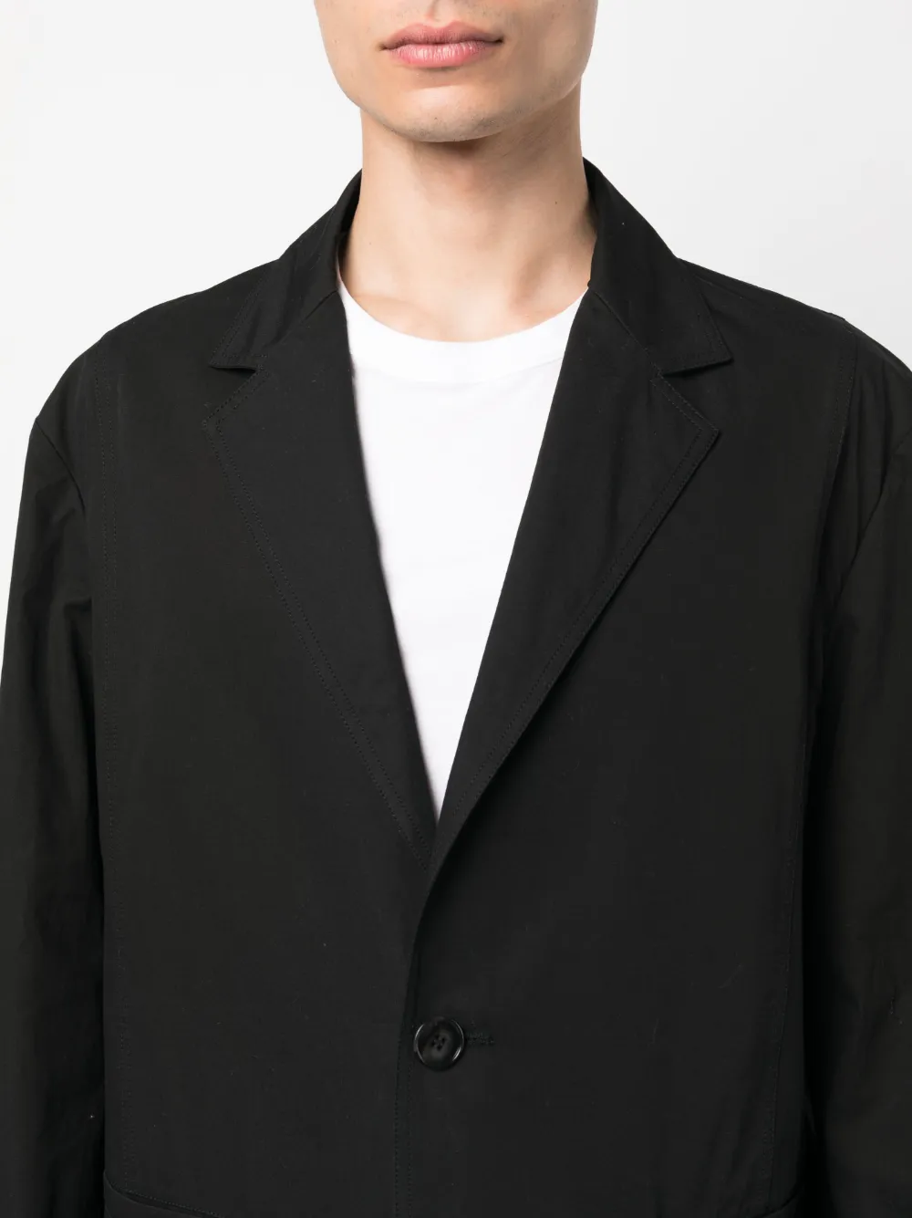 Shop Oamc Oversize Cotton Single-breasted Blazer In Black