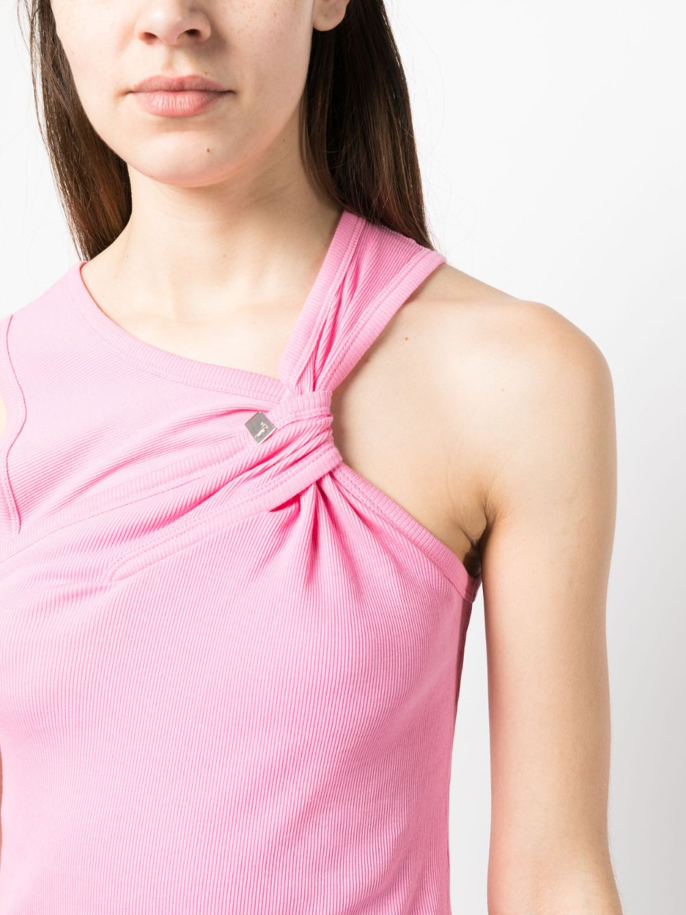 Shop Alyx Gathered-detail Ribbed-knit Top In Rosa