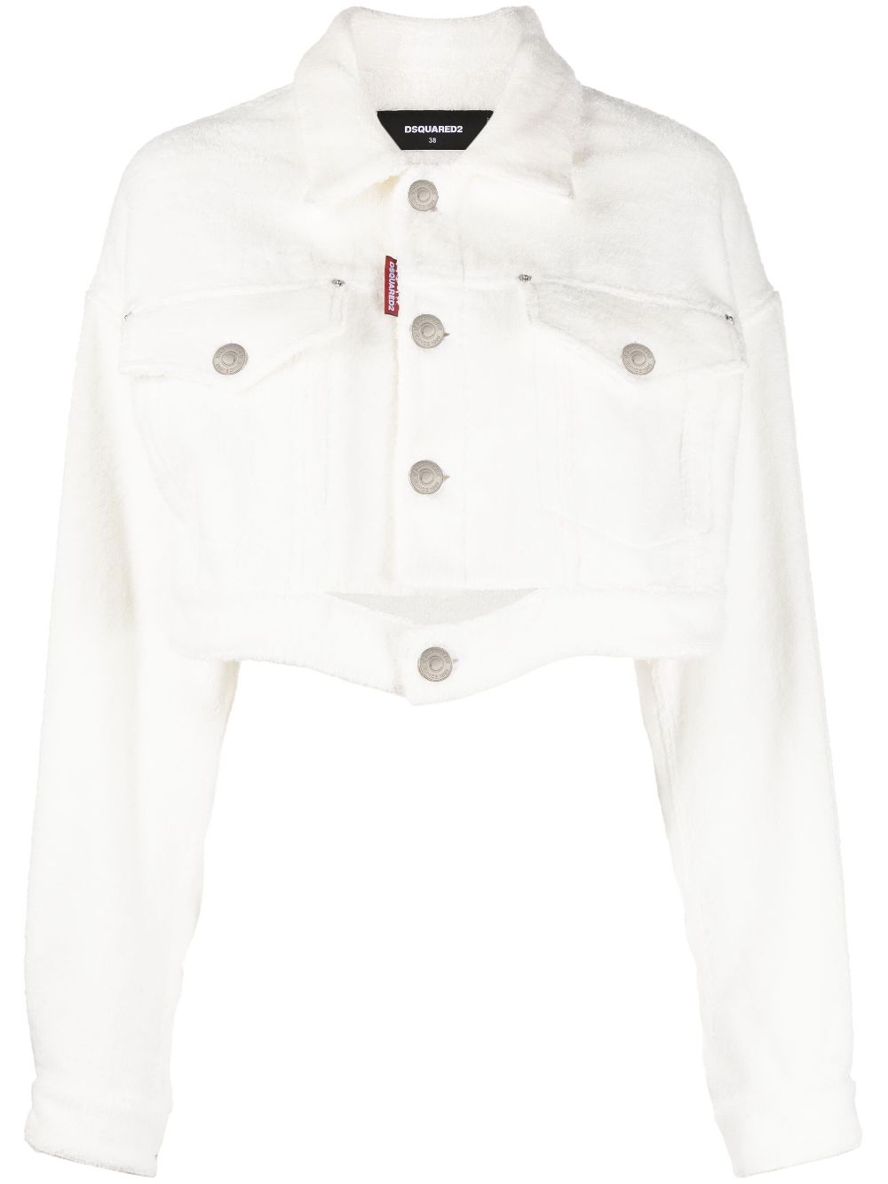 Dsquared2 Cropped Denim Jacket In White