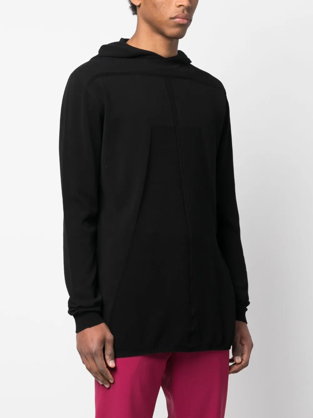 Rick Owens Organic-cotton Fine-knit Hoodie In Schwarz