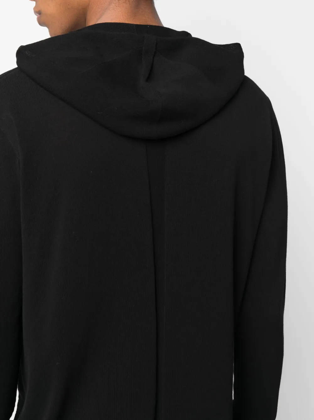 Rick Owens Organic-cotton Fine-knit Hoodie In Schwarz