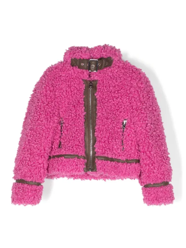 Pink faux 2024 shearling jacket