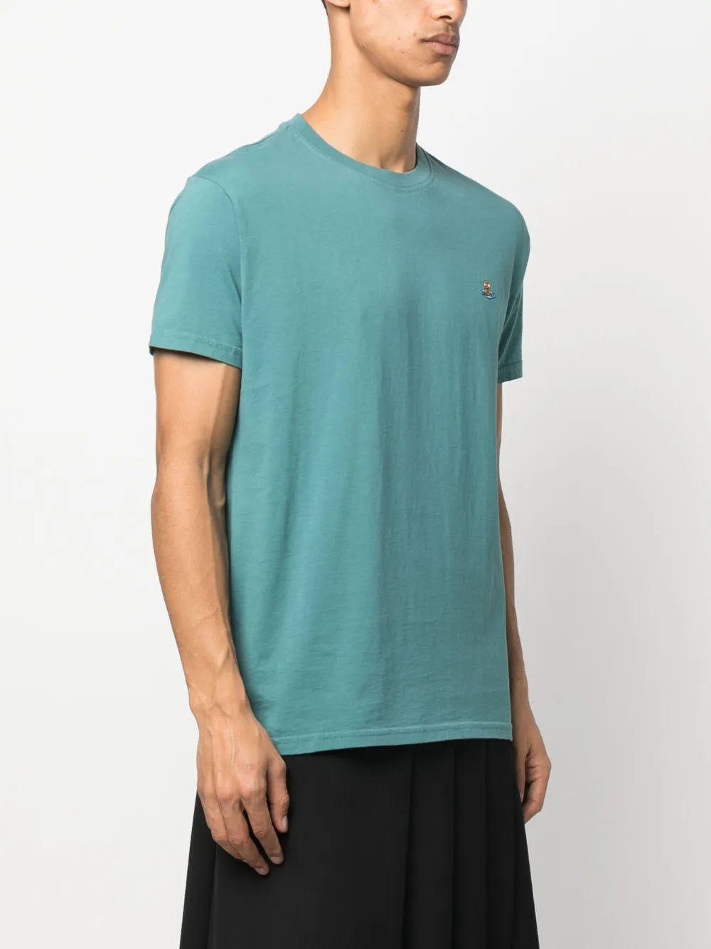 Shop Vivienne Westwood Orb-embroidered Cotton T-shirt In Green