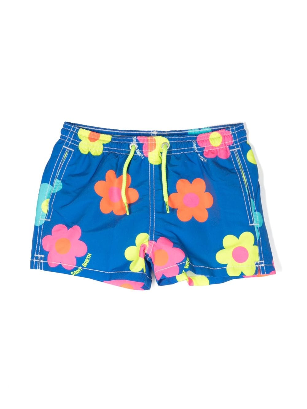 Mc2 Saint Barth Kids' Flower-print Swim Shorts In Blue
