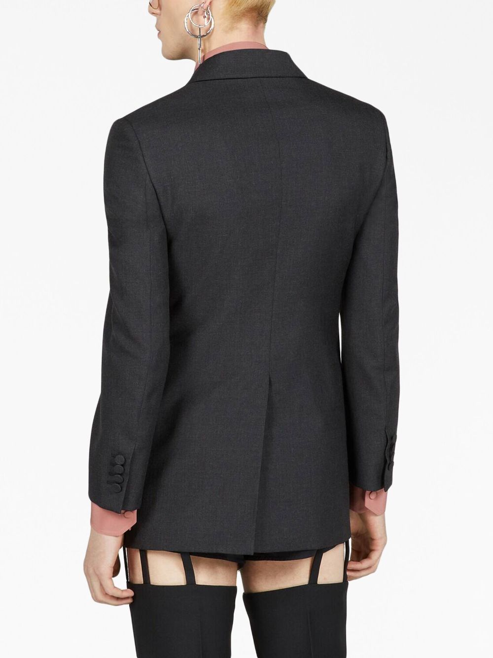 Shop Gucci Double-breasted Wool Blazer In Black