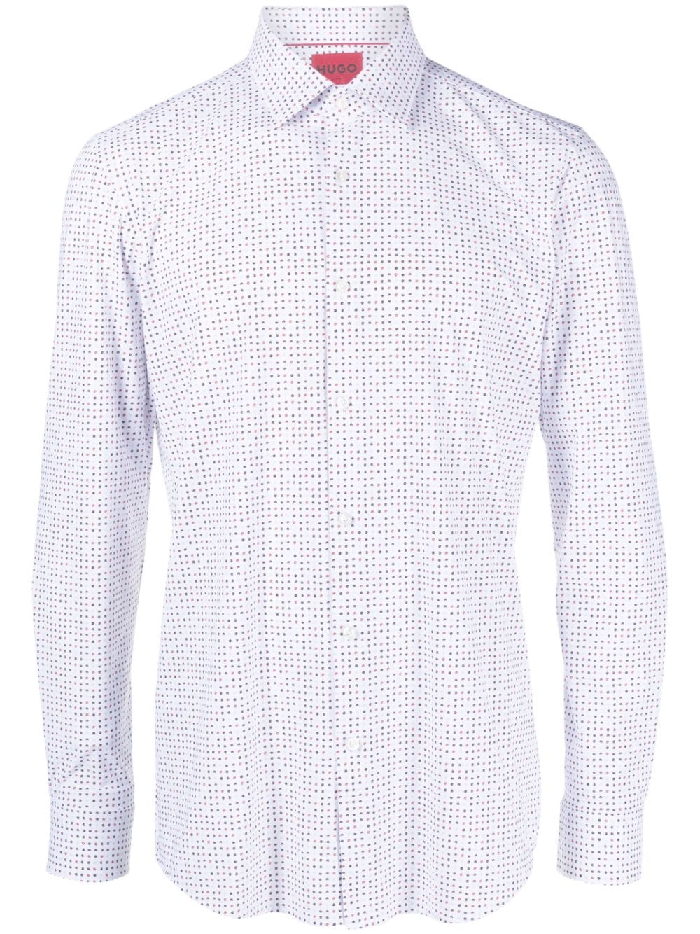 Shop Hugo Polka-dot Long-sleeved Shirt In White