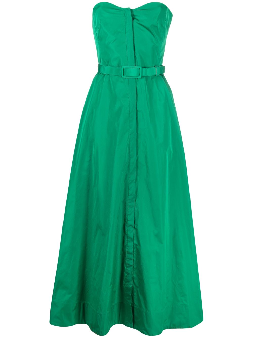 belted-waist sweetheart maxi dress