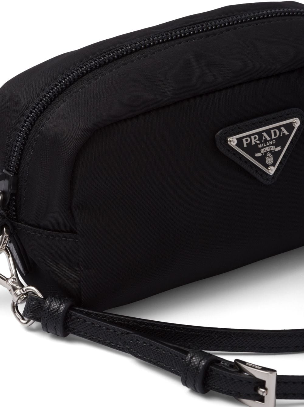 Shop Prada Re-nylon Zip-up Pouch In Black