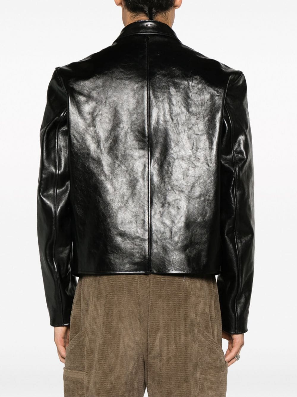 Shop Our Legacy Mini Leather Zipped Jacket In Schwarz
