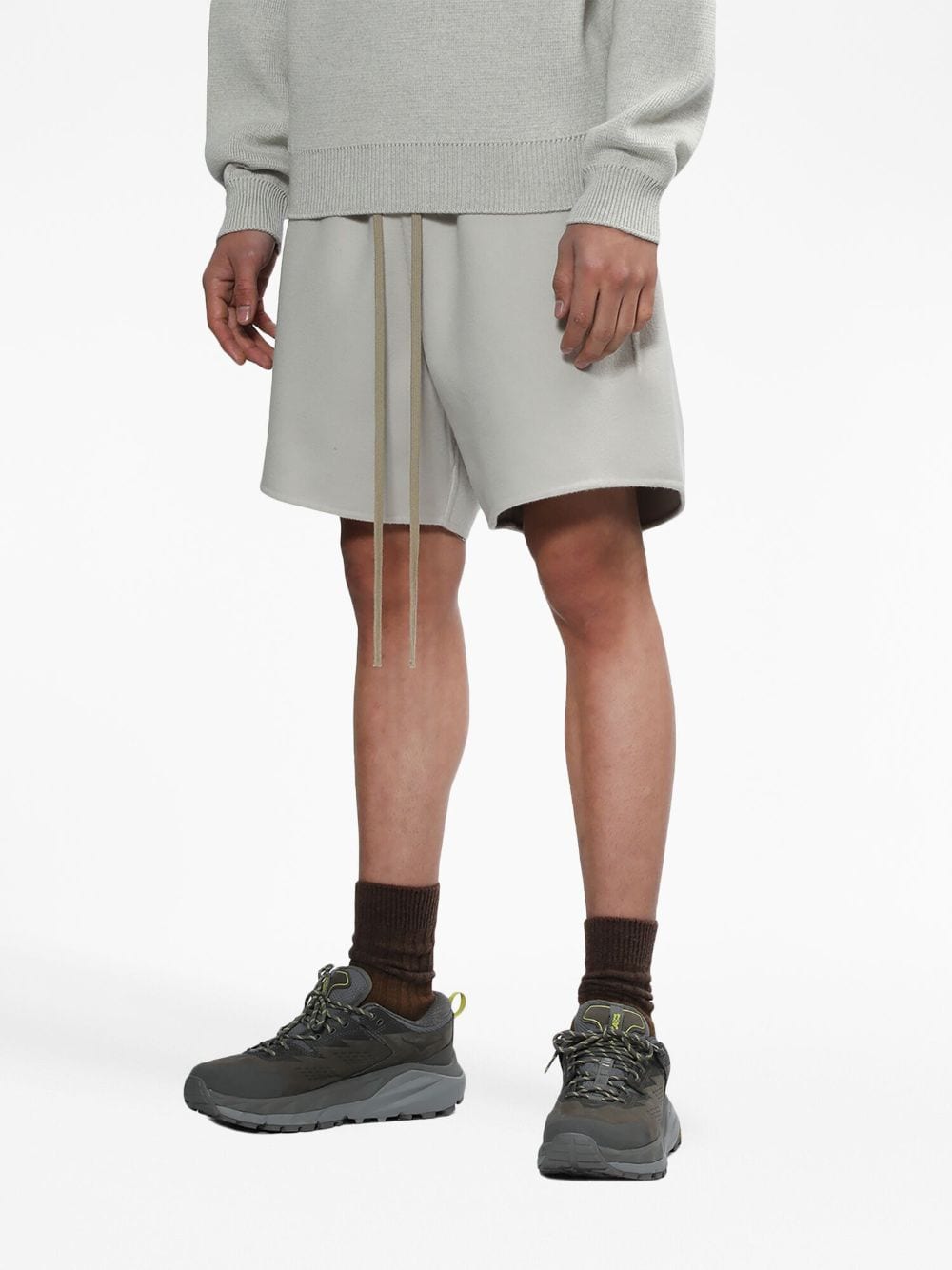 Shop Fear Of God Logo-patch Sports Shorts In Grey