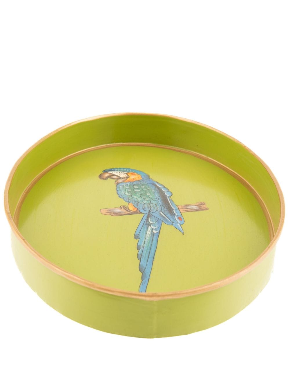 Les-ottomans Fauna Handpainted Oval Tray In Green